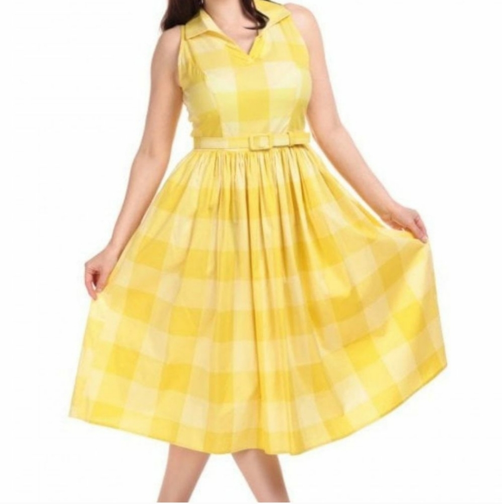 Modcloth Isaboo Suncheck Yellow Gingham Dress
